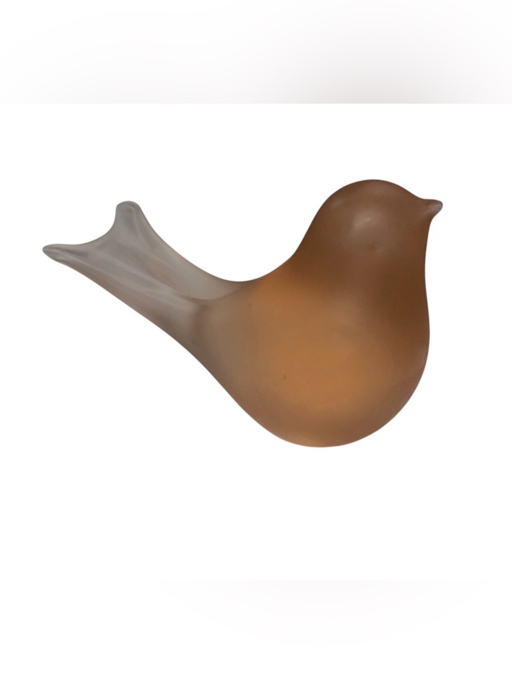 Frosted Amber Glass Bird Figurine - Decorative Accent